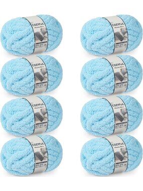 Cozy Chunky Chenille Yarn for Hand Knitting & Crocheting - Jumbo Thick 8 Skeins